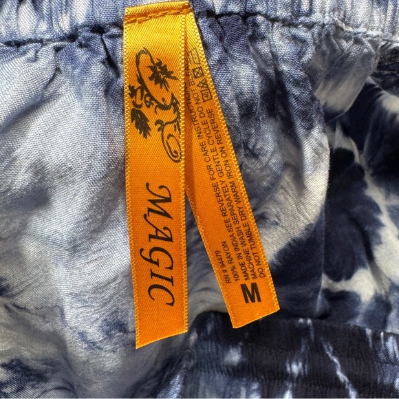 Magic Blue White Tie Dye Tiered Ruffle Lightweight MIDI Boho 100% Rayon Skirt M - Picture 13 of 13